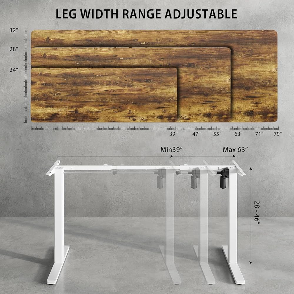 Gamork Electric Standing Desk Frame Height and Length